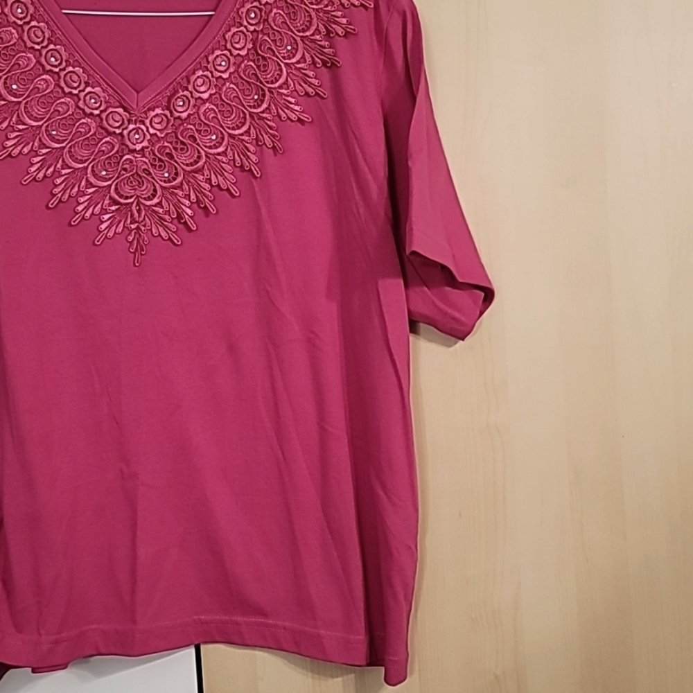 Women's hummingbird Pink T-shirt, 1X Preloved - Picture 2 of 8